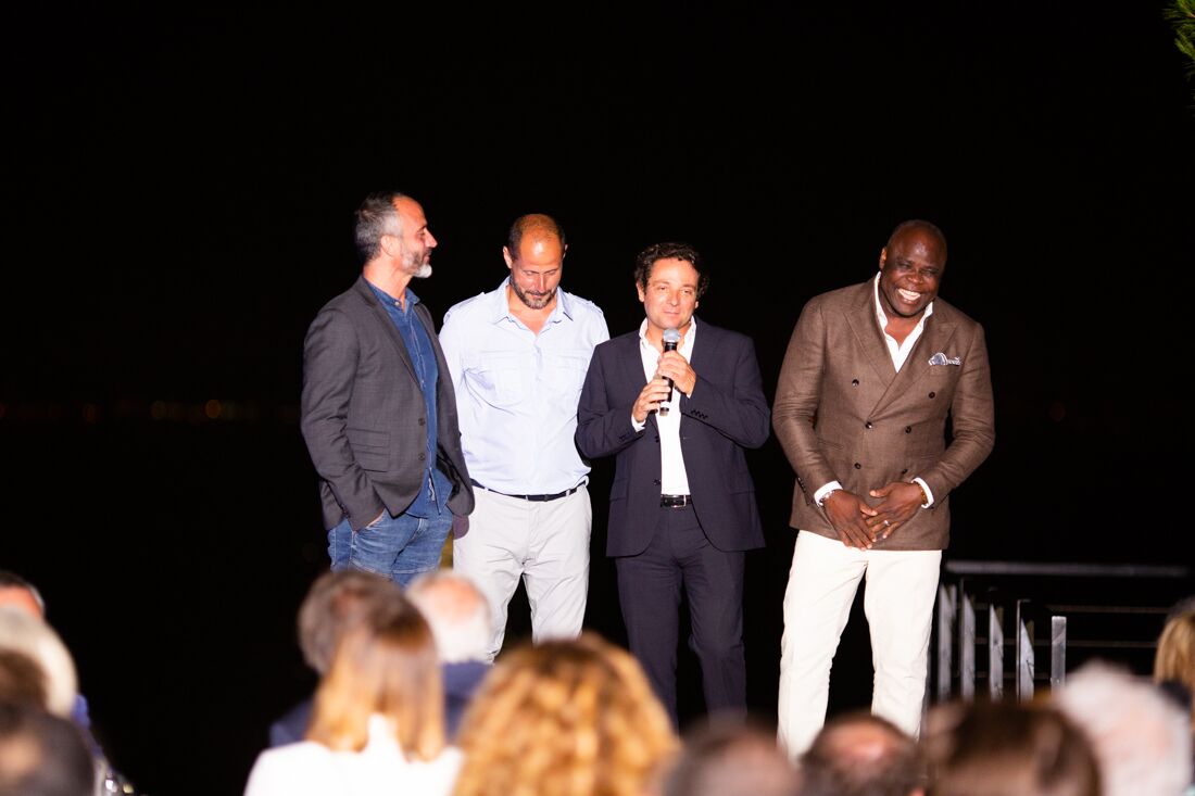 Basile Boli, Eric Di Meco et Frederic Chollet sur scène pour le Sport & Business Club